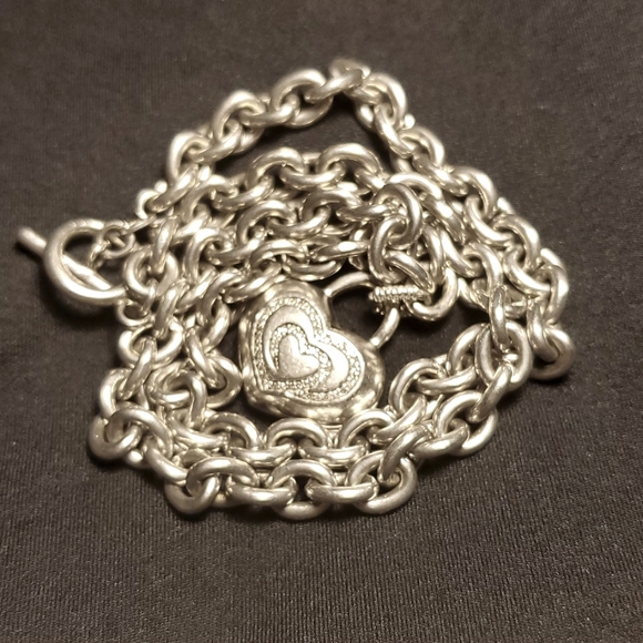 Sterling Silver necklace with diamonds  heart charm - Picture 7 of 16